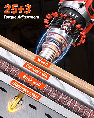 Avvitatore A Batteria 21V FAHEFANA - Trapano A Percussione Con 2 Batterie, 45Nm, 29 Accessori - Foto 7