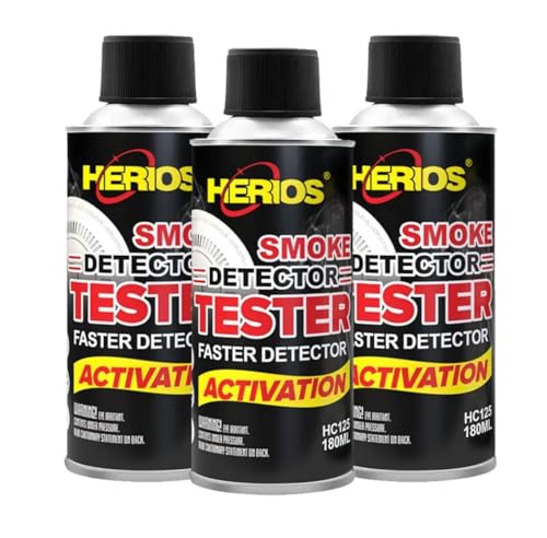 HERIOS Fire Alarm Smoke Detector Tester Spray, 180ml, Quick Test, No Stains, 3 Pack