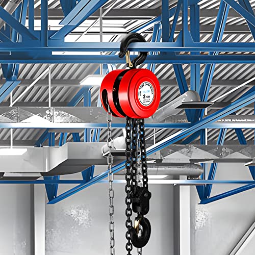 Hand Chain Hoist 2 Ton (4400Lbs), Manual Steel Chain Block Hoist With 10Ft Lifting Height And Industrial Grade Steel Construction, Ideal For Construction, Garages, Warehouses, And Automotive Machinery #TOP4