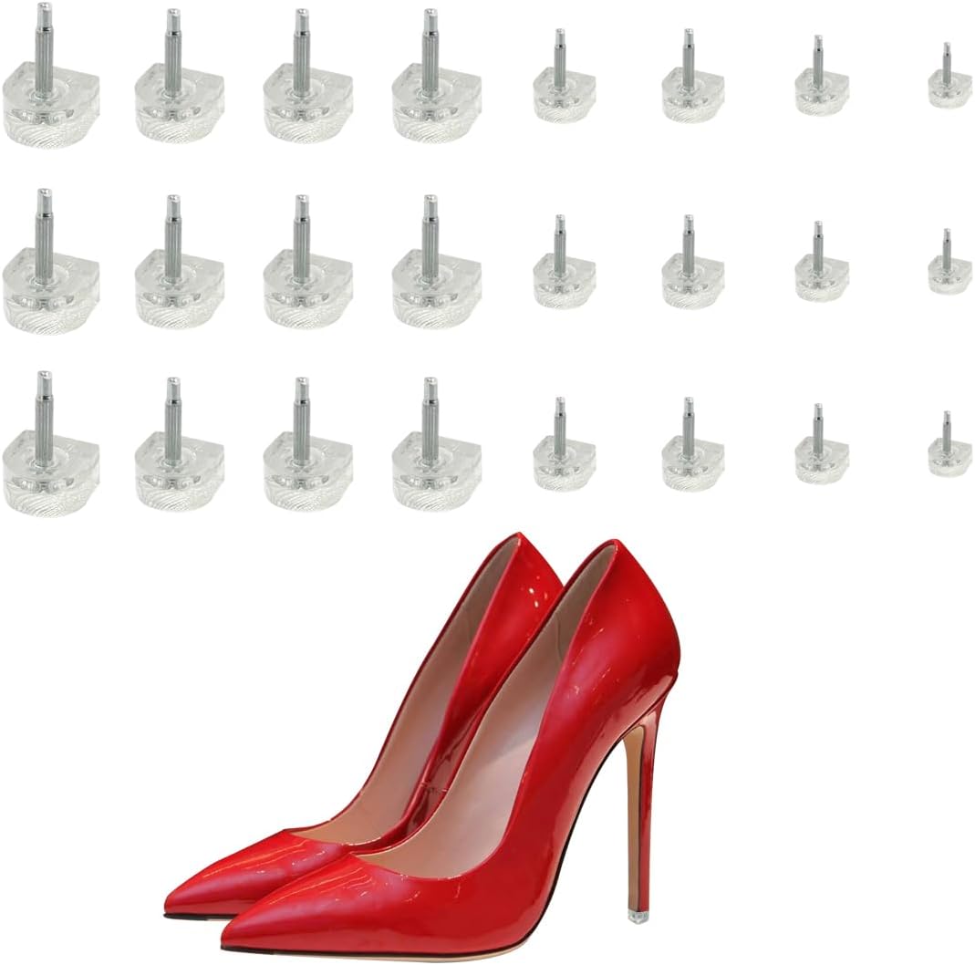 12Pairs High Heel Tips Replacement - U/Cap Style, 2.4mm & 3mm Metal Core, 6 Sizes(7-12mm)Pairs High Heel Tips Replacement - U/Cap Style，Quick DIY Installation Heel Repair Kit for High Heel Shoes
