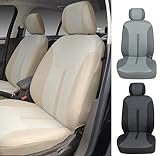 N16103 Tan-Fabric 2 Front Car Seat Covers for C-MAX Edge Edge Fiesta (SE) Focus (ST) Mustang Taurus