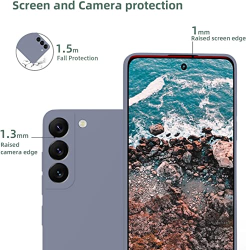 Image of DIZORO Liquid Silicone Case with Microfiber Coushioning Compatible for Samsung Galaxy S21 FE 5G Shockproof Slim Back Cover, Gel Rubber Full Body Protection - Lavender Grey