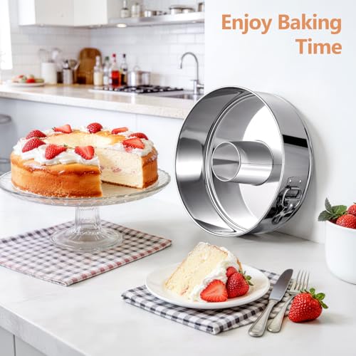 E-Gtong 10-Inch Pound Cake Pan with Removable Bottom, 304 Food-Grade Stainless Steel Springform Bundt cake pan, Leak-Proof & Dishwasher Safe - Perfect for Angel food, Pound & Chiffon Cakes by E-Gtong - Image 9