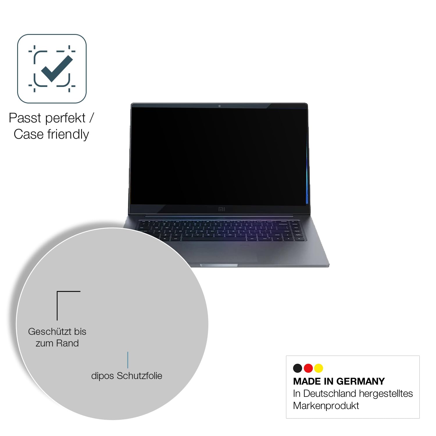 dipos 2x Pellicola Protettiva 9H opaca per Xiaomi Mi Notebook 15.6 Zoll | Antiriflesso, non si rompe e non si scheggia, non è vero vetro, Anti-Shock, antigraffio, senza bolle, autoadesiva