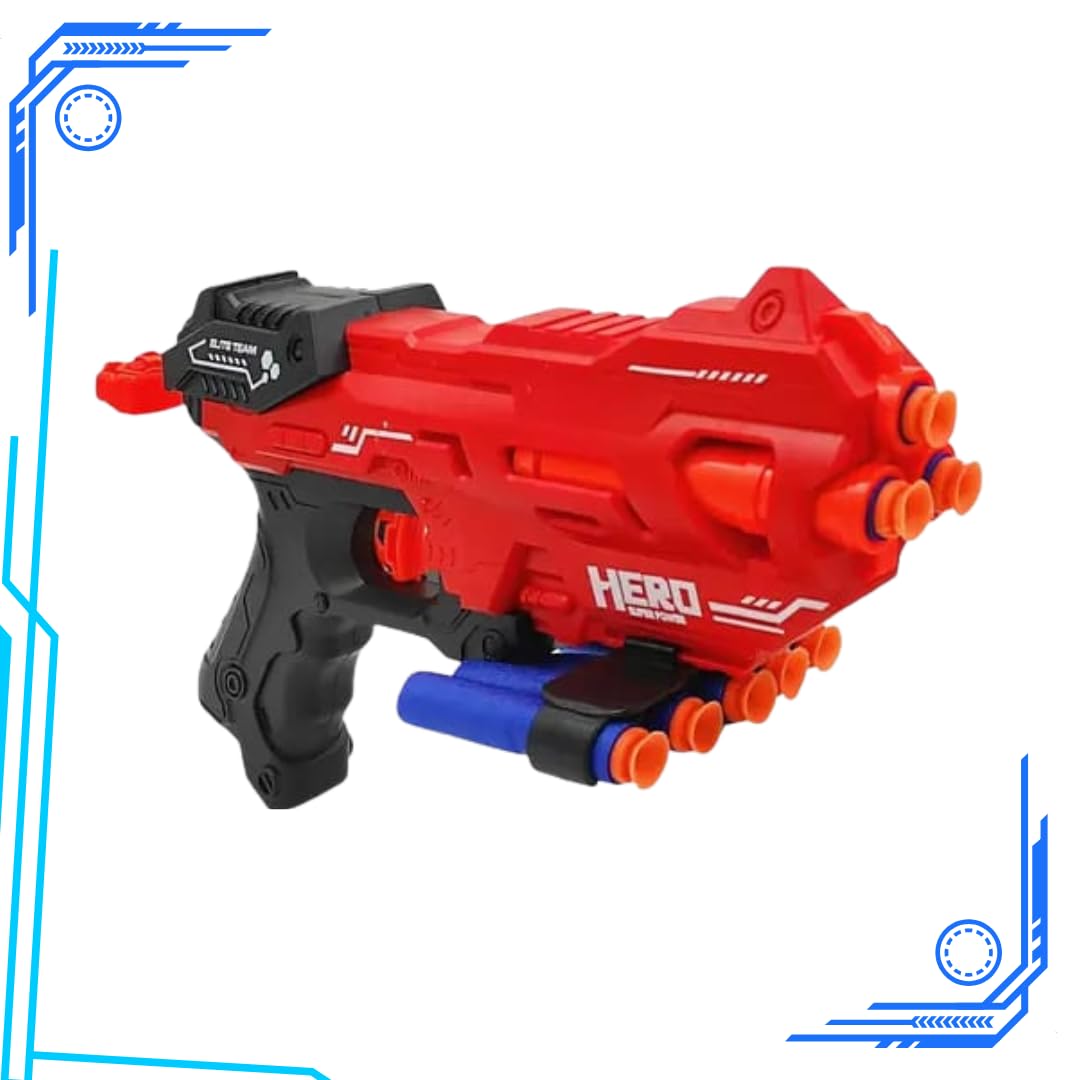 Kidoyz Easy-Shoot Soft Bullet Gun for Little Kids β My First Foam Blaster with 8 Soft Darts | Easy Cocking Toy Gun for 3 4 5 Year Old Boys Girls | Safe Indoor Outdoor Shooting Game (Red) 2