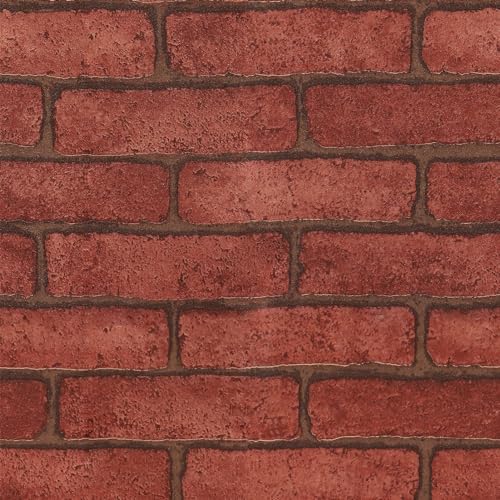 Papier peint imperméable pour murs de cuisine et salon adhésif effet brique rouge - 2
