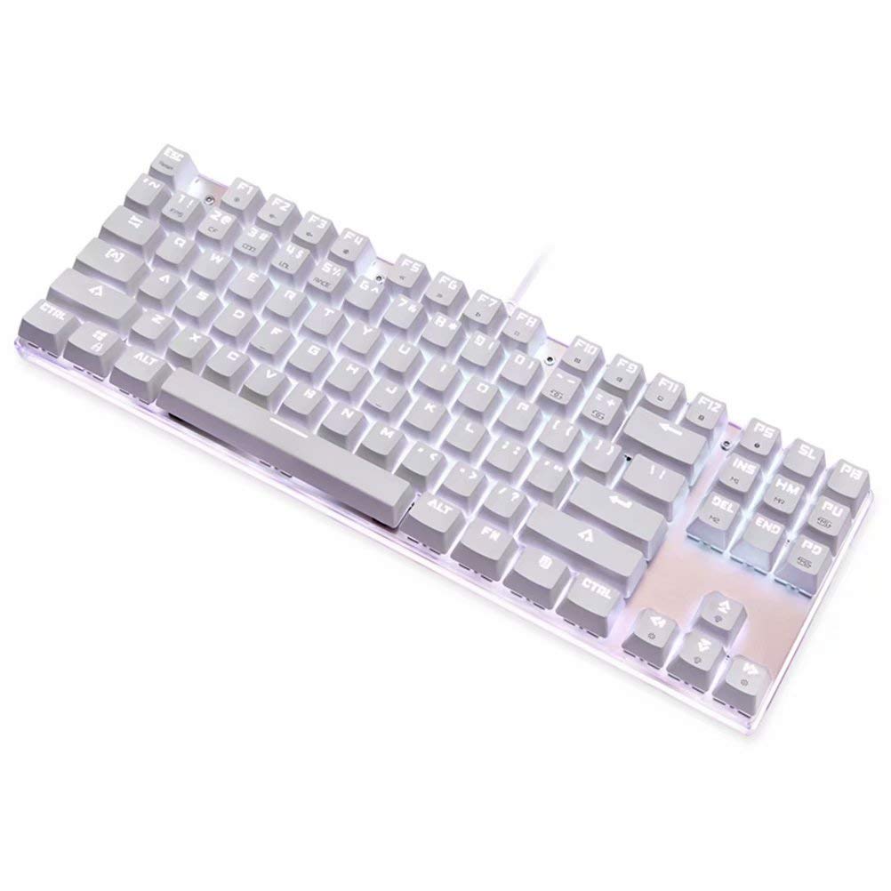 Wired meccanica tastiera USB 2.0 con retroilluminazione RGB blu interruttore per PC da gioco e legando bianco con cavo da 1,8 m
