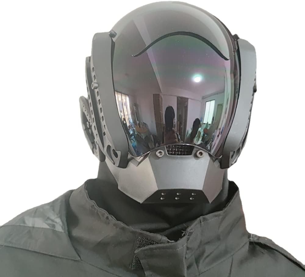 Punk Mask Cosplay for Men, Mechanical Sci-fi Gear Cosplay Halloween Mask Fit Party Music Festival Accessories