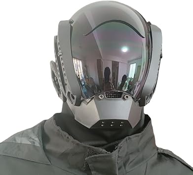 KYEDAY Punk Mask Cosplay for Men, Mechanical Sci-fi Gear Cosplay Halloween Mask Fit Party Music Festival Accessories