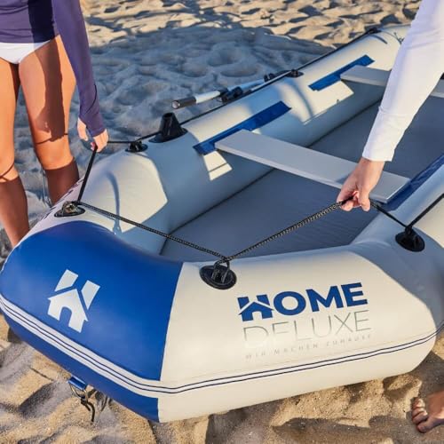 Home Deluxe - Schlauchboot Pike Large inkl. Motor - Material: strapazierfähiges PVC- Maße: LxB ca. 330 x 136 cm - für bis zu 5 Personen I Beiboot, Motorboot, Ruderboot