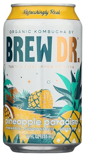 BREW DR Organic Pineapple Paradise Kombucha 4pk, 12 FZ