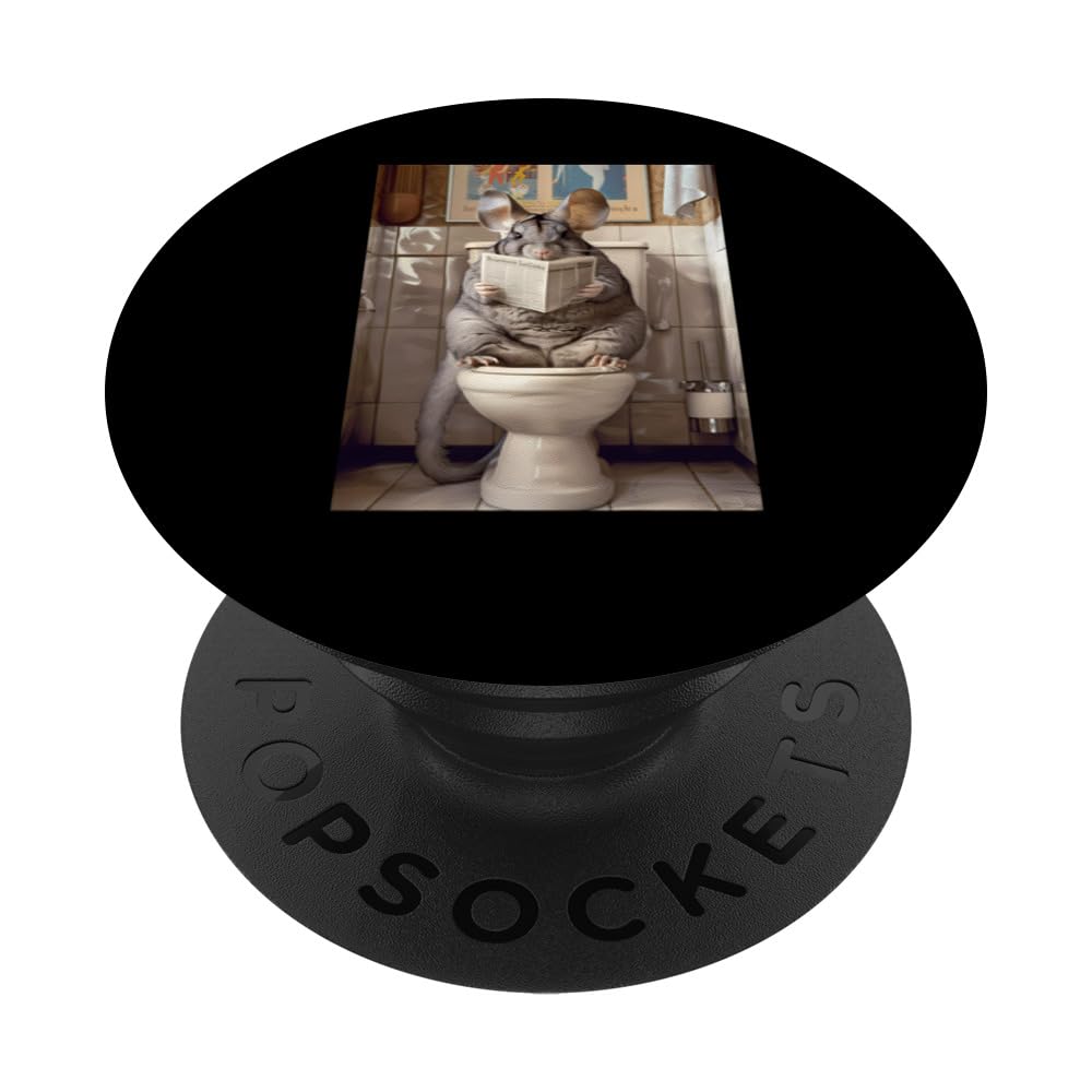 Chinchilla Toilet PopSockets Swappable PopGrip, Black