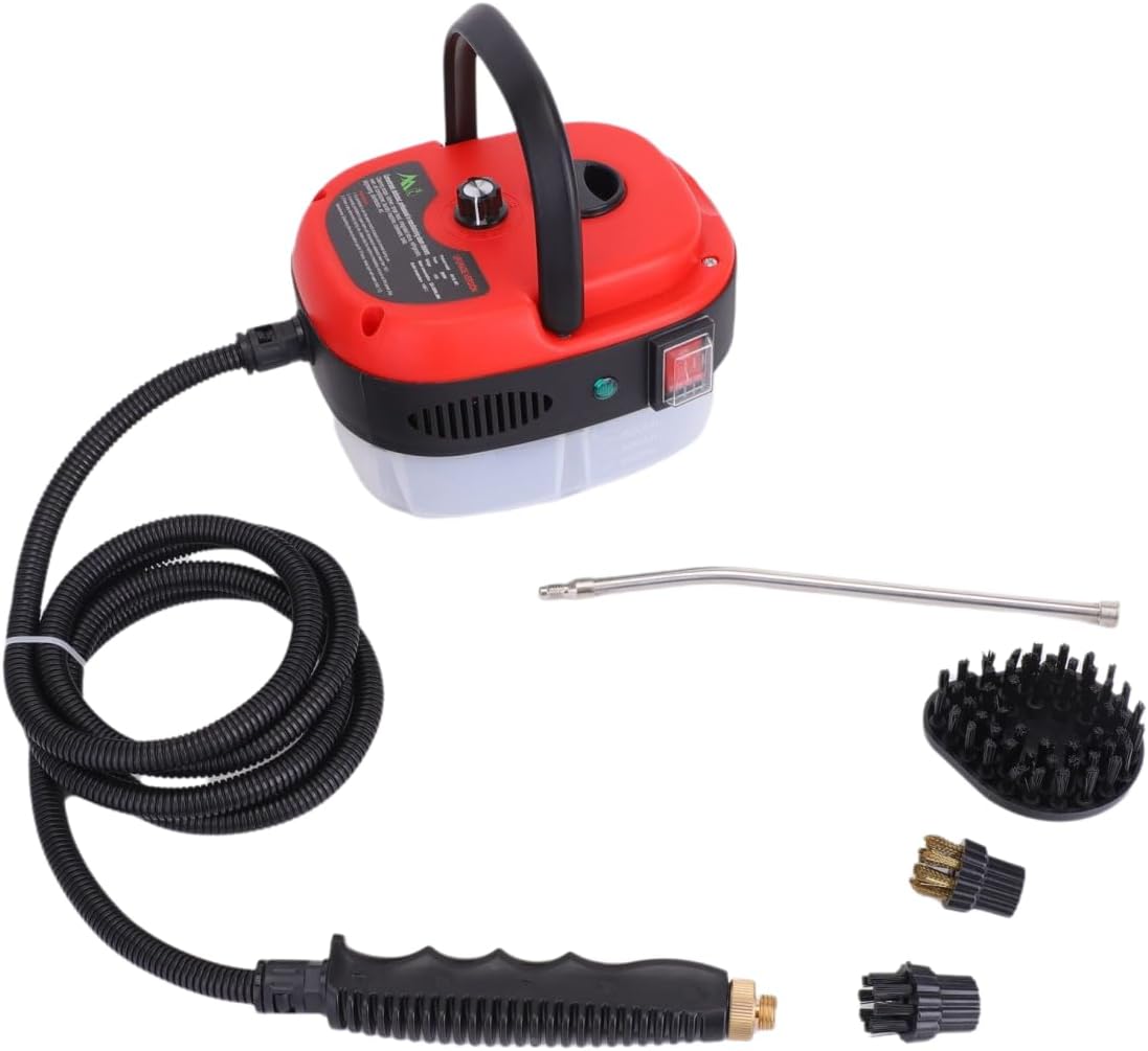 2500W Steam Cleaner Handheld Cleaning Steamer High Pressure Temperature Portable Steam Cleaning Machine for Upholstery Kitchen Furniture Bathroom Car(red)