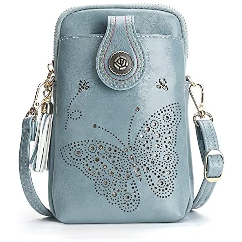 APHISON® Mobile Phone Bag for Hanging, Shoulder Bag, Women's Modern Mobile Phone Shoulder Bag, Small, Crossbody Vegan Leather, Women's Purse, for Mobile Phones Under 6.7 Inches, Blue, blue Cover