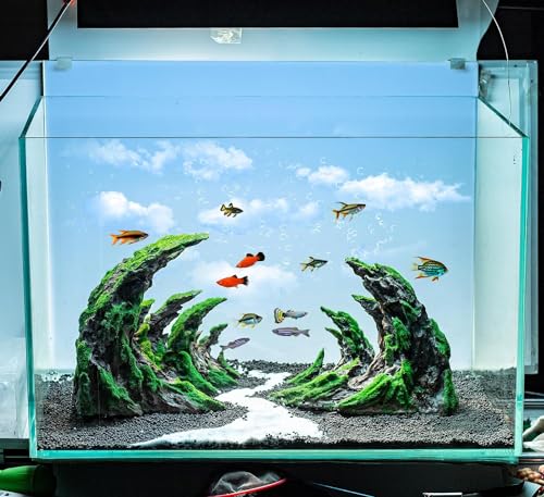 Novelsite Fish Tank Accessories, Aquarium Decorations, Scenery, Rock Ornaments - Create Aquatic Beauty with Premium Aquarium Decorations,17" W x 8.6" H x 5" D