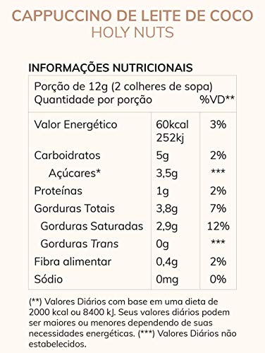 Cappuccino Vegano Com Leite De Coco Holy Nuts 120G, Holy Nuts, 120G