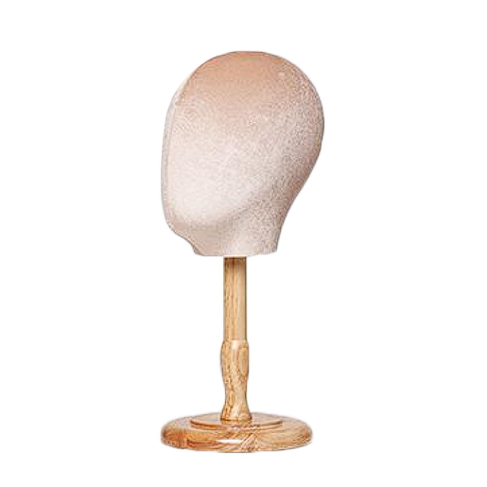 WxuuLTGJR Store Jewelry Display Stand with Wooden Base Jewelry Easel Holder Hat Tower Organizer Fabric Mannequin Head for Wig and Scarf(Champagne,43 * 54cm)