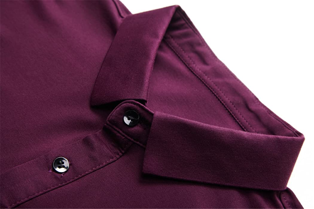 Polo a maniche lunghe del cotone degli uomini, abbigliamento esile della maglietta di colori solidi classici maschili