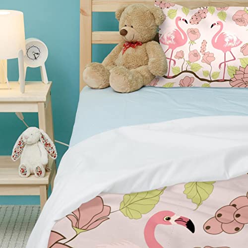 Housse de couette flamant rose rétro avec taie d'oreiller pour linge de lit - 5