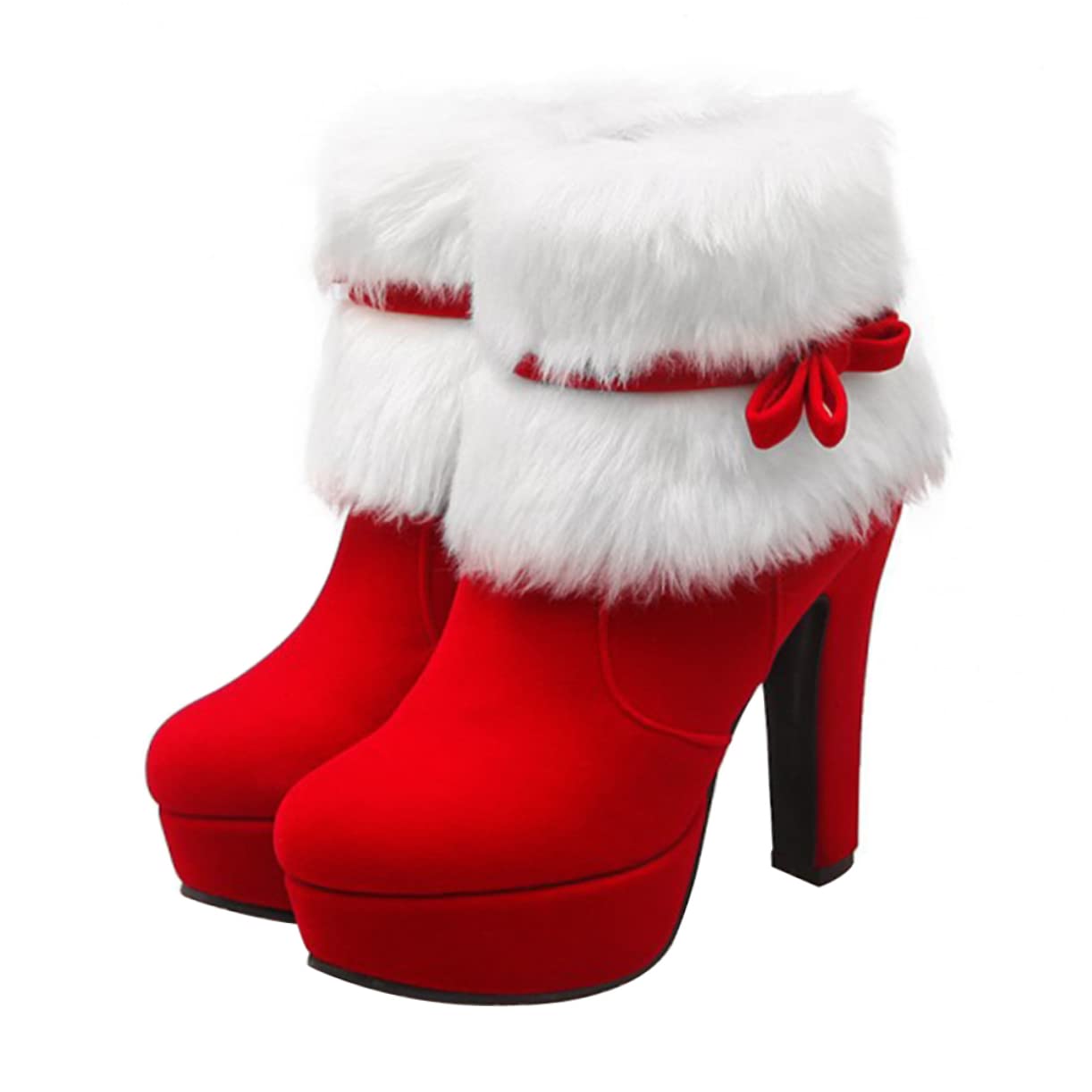 LIFKOME Botas De Tacón Botín Navideño De Invierno Para Mujer Plataforma De Agua y Cierre Lateral Para Fiestas De Invierno