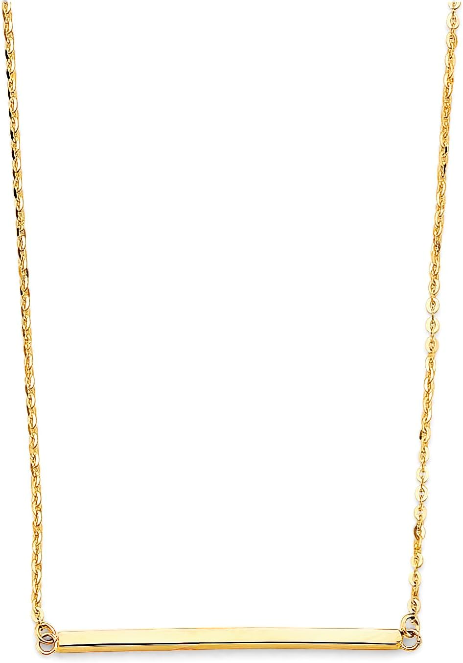 14k Yellow Gold Long Square Bar Necklace - 17+1"