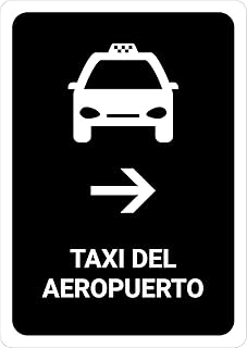 Airport Taxi With Right Arrow Black Spanish Portrait Sign Metal Sign 12x8 Inch - Safety, Warning, Notice Signage