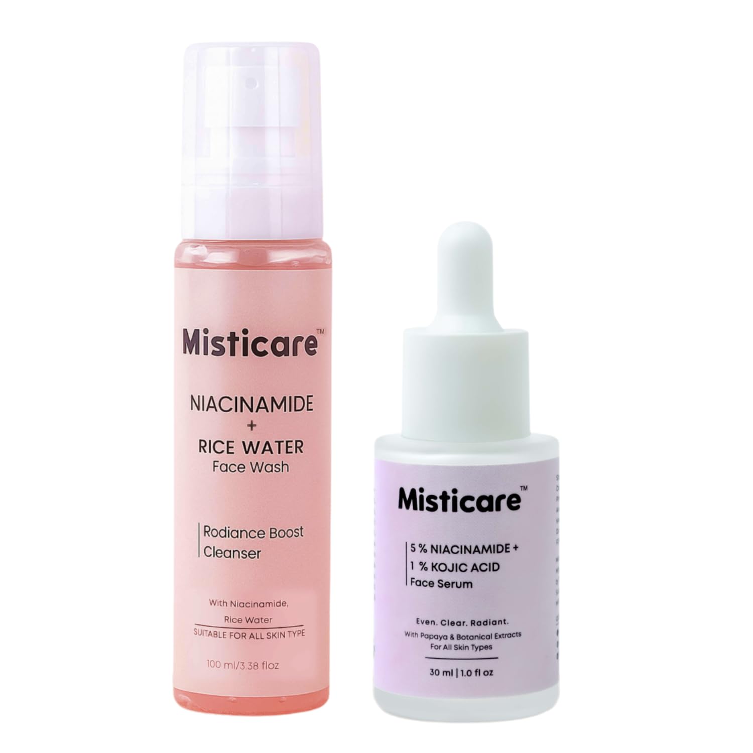 Hydration & Clarity Kit | Niacinamide Kojic Acid Serum & Rice Water Face Wash for Even, Hydrated Skin-image-3