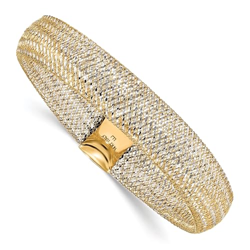 Bijou 14k Two Tone Gold Polished Mesh Bracelet