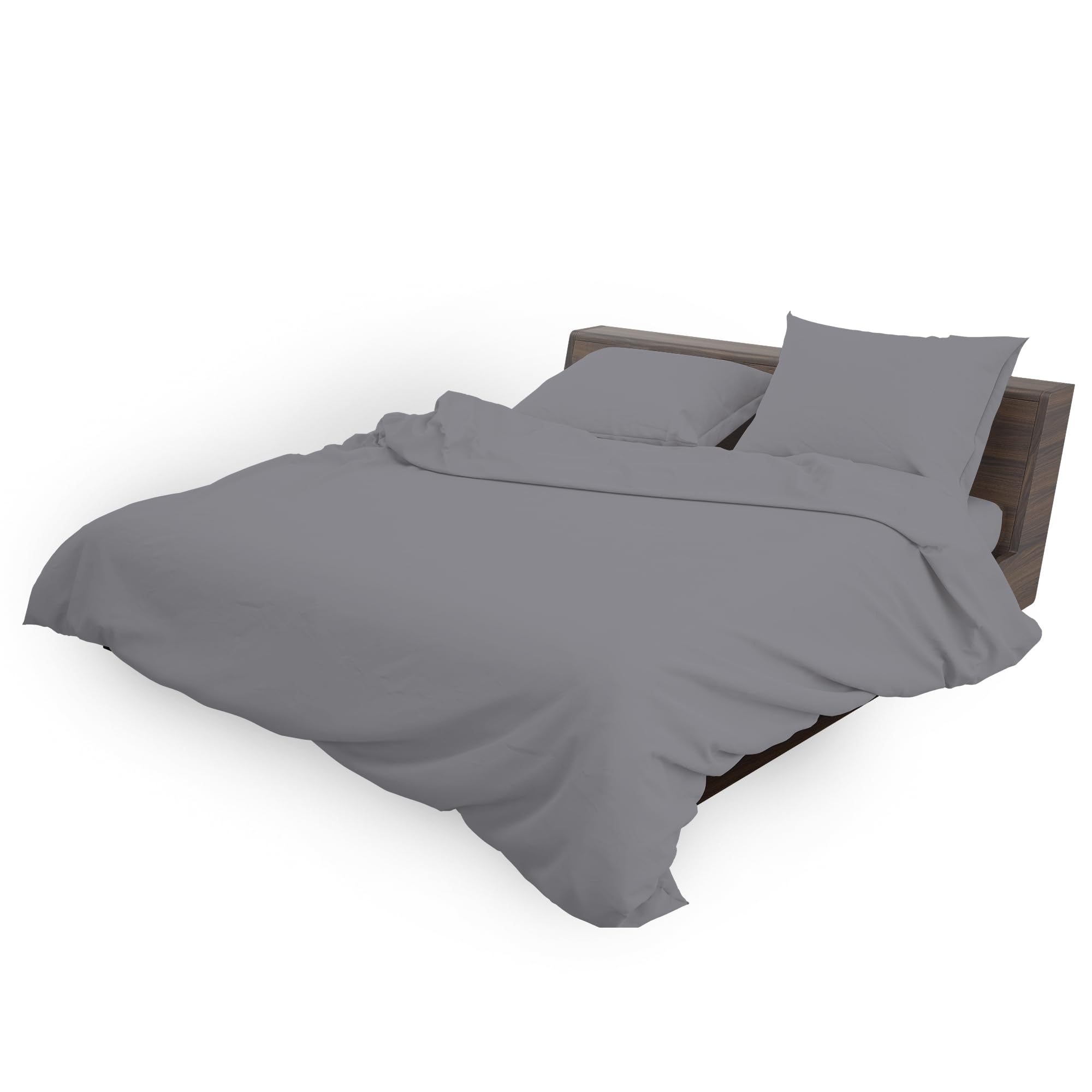 HOME ACE Poly Cotton Grey Single Duvet Cover and Pillowcase Set - Polycotton Quilt Cover Bedding Set Single Bed - 135 x 200CM with 1 Pillowcase 50 x 75CM