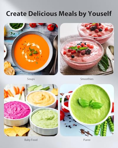 Powerful Immersion Blender 1000W, 2025 Hand Blender with 25 Speed Copper Brushless Motor and Heavy Duty, 4 in 1 Hand Mixer with Chopper, Whisk, Beaker and - Image 8