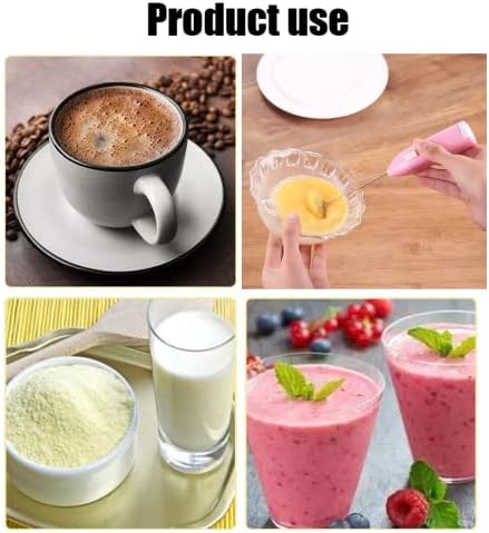 Hand-held Electric Egg Beater Mini Kitchen Blender Milk foaming Machine Battery-Driven foaming Machine is Suitable for Goat Milk Latte hot Chocolate (Pink) in The Morning