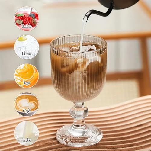 Image of Forestamart Clear Vintage Wine Glass (350ml),Embossed Retro Glass Cups for Cocktail and More,Premium Crystal Stemware Set,Barware Set for Restaurant,Home,Christmas Gifts (4)