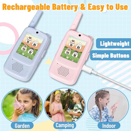 Video Walkie Talkies for Kids, 2 Pack Rechargeable 6-in-1 Video Calling, Long Range, Photo - image 6