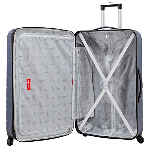 Wrangler Smart Luggage Set With Cup Holder And Usb Port, Navy Blue, 20-Inch Carry-On #TOP5