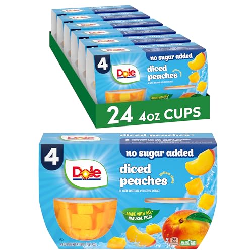Image of Dole Fruit Bowls No Sugar Added Snacks, Diced Peaches 4oz 24 Cups, Gluten & Dairy Free, Bulk Lunch Snacks for Kids & Adults