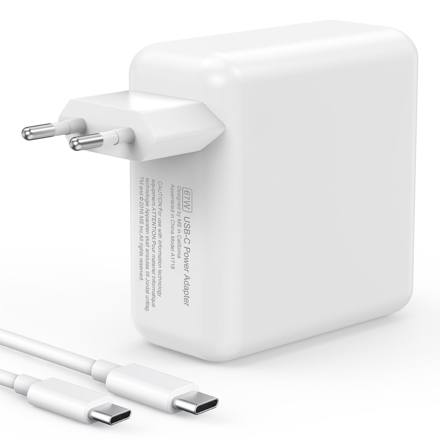 67W USB C Ladegerät für MacBook Pro 13/14/15/16 Zoll & MacBook Air M1/M2/M3/M4, PD 3.0 Netzteil Mac Laptop Series (2019-2024), Universal für alle USB-C Geräte (inkl. 2M Ladekabel)