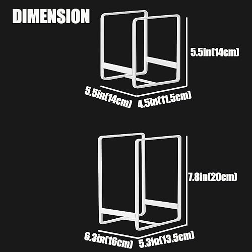 Miniatura 3 de MINGFANITY 4 soportes para platos, organizador de platos de metal para gabinete, mostrador y armario, negro, 4 grandes