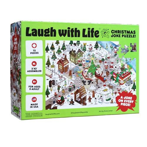 72 Piece Christmas-Themed Joke Floor Puzzle for Kids – Fun Holiday Puzzle with Family-Friendly Jokes on Each Piece – Made in USA – Perfect for Ages 6+, XL Puzzle Size Assembled 24" x 36"