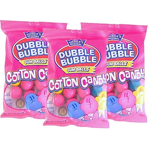 Dubble Bubble Cotton Candy Gum Balls, 4 Ounce, Pack of 3 Cover