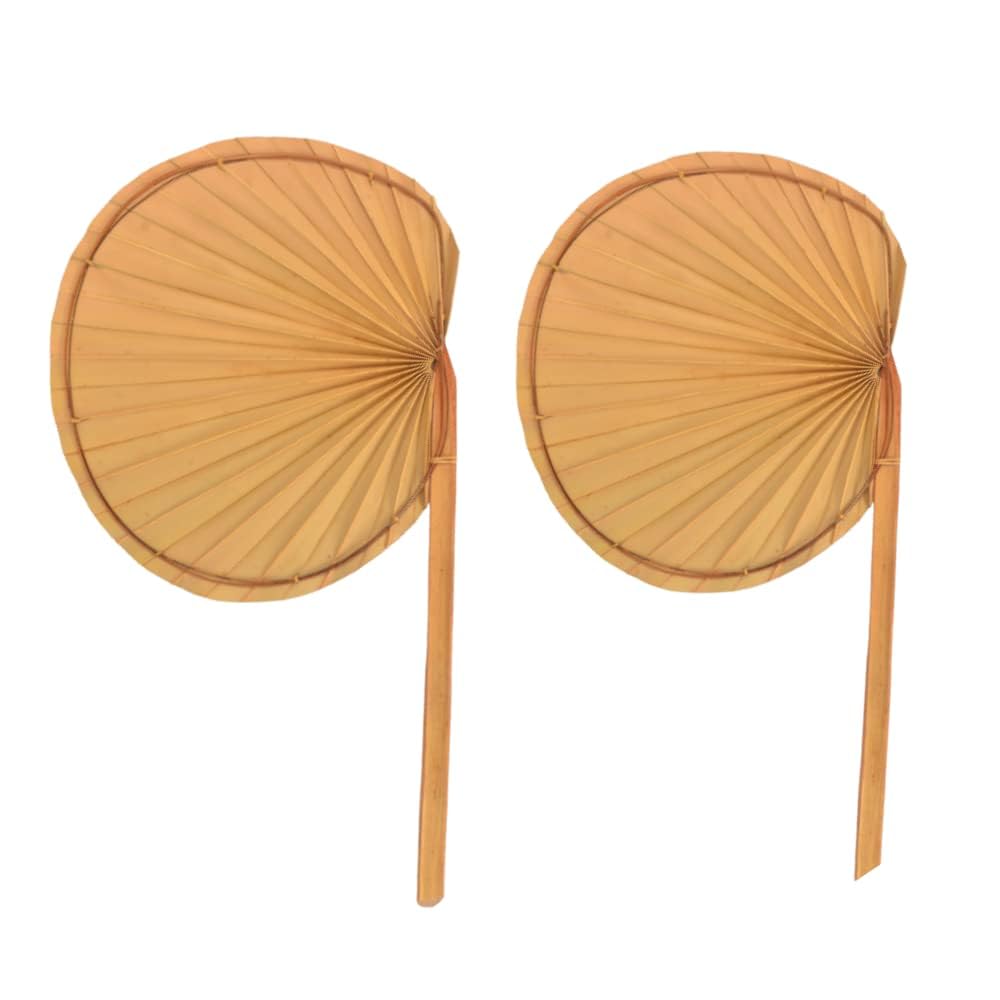 Handmade Traditional Palm Leaf Hand Fan Vishari - Pack of 2pc
