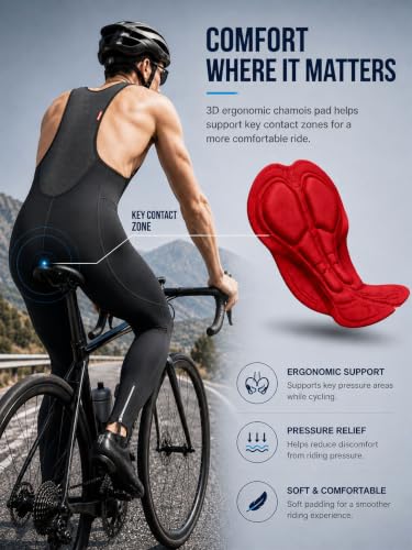 Image of qualidyne Men's Cycling Bike Bib Long Pants Cycling Tights with 3D Breathable Pad, Excellent Performance & Better Fit