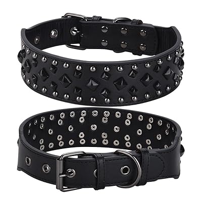 Spiked Dog Collar, PU Leather, Durable, Studded, Maldives Ubuy