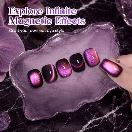 Image of Beetles Purple Cat Eye Gel Nail Polish, Midnight Orchid 15ml Magnetic Gel