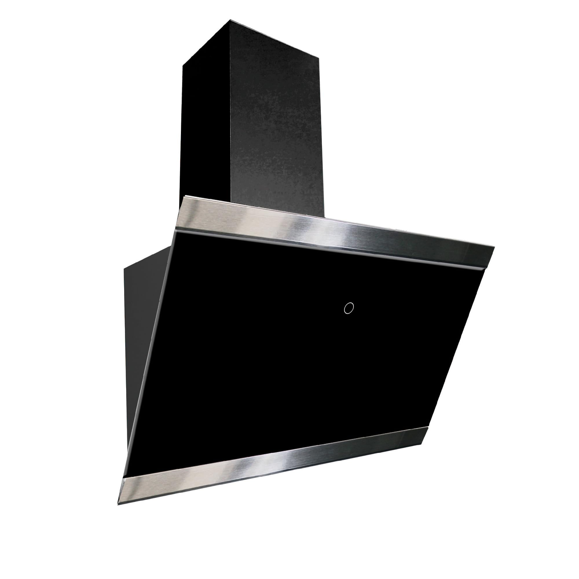 Respekta Dunstabzugshaube kopffrei 60 cm schräg Glasschirm Edelstahlrahmen Schwarz Abluft Umluft CH89060S A++ 39–59 dB