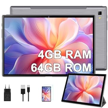 YESTEL Tablet 10 Pollici con 4GB RAM 64GB ROM (Espandibile fino a 1 TB), 5G WIFI, Bluetooth, HD Tablet Android con 5MP+8MP Fotocamera, Octa-Core, Grigio