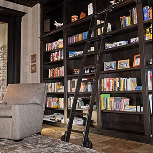 COTCLO 3Ft-20Ft Rolling Library Ladder Hardware Kit Retractable, Round Tube Carbon Steel Slide with Floor Roller Wheels (No Ladder)/6.6Ft/200Cm Track Kit Cover