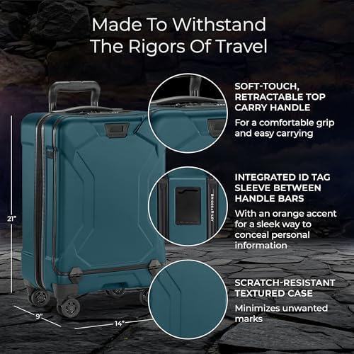 Image of Briggs & Riley 21 Inch International Carry-On Luggage with Wheels - Small Rolling Hard Shell Heavy Duty Suitcase with Laptop Compartment - 360 Spinner Wheels - Torq Collection - Ocean