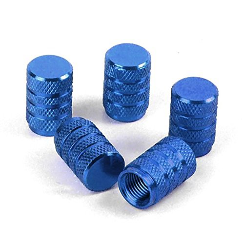 NiceButy Tapones válvulas neumáticos, Juego de 5 pcs Capuchas Válvula de aleación de Aluminio para válvulas de Coche para neumáticos, 15 mm Azul pertenencias de Forma Interesante