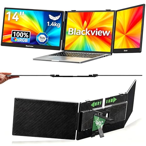 Blackview DCM5 Laptop Bildschirm Erweiterung 14 Niedriges Blaulicht 1080P FHD Laptop Monitor Erweiterung 13-17 3 HDMI/USB-A/USB C Portable Monitor für Laptop/Smartphone/PC/Mac/PS5/Xbox
