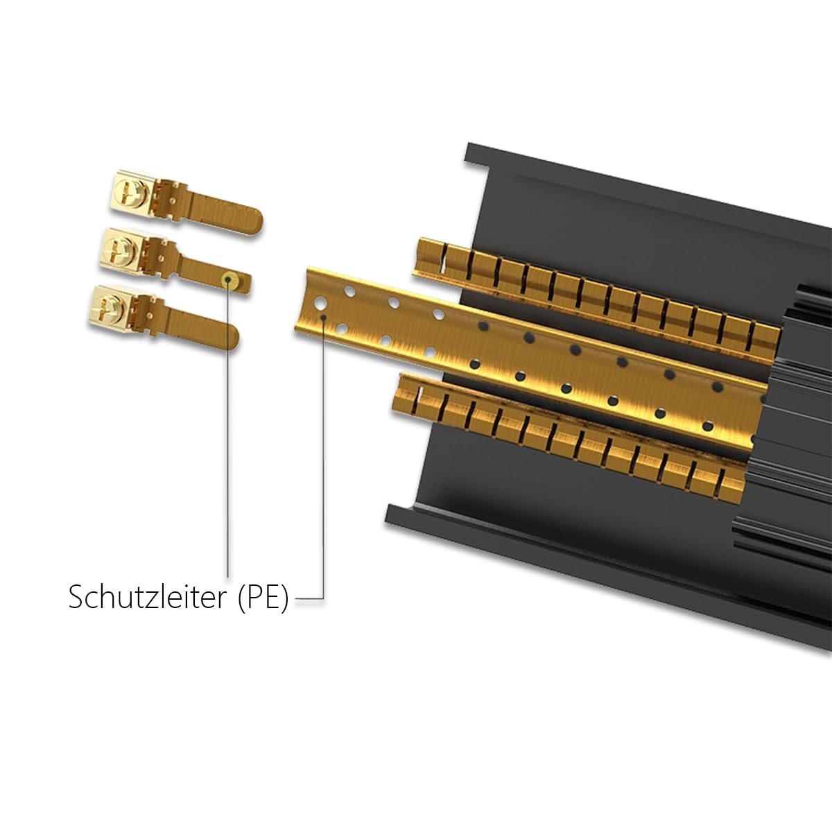 Ciabatta elettrica con 2 prese Schuko e 1 presa di ricarica USB-A/C, sistema di guida